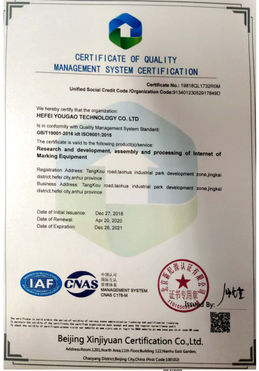 Cina Hefei Luox Yougao Technology Co., Ltd. Sertifikasi